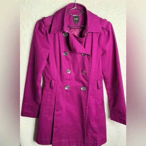 Express Women's Purple Double-Breasted Coat size S - Picture 4 of 12